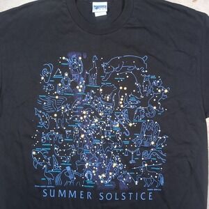 Vtg Y2K Discovery Channel Shirt Mens XL Double Sided Constellations Glows N Dark